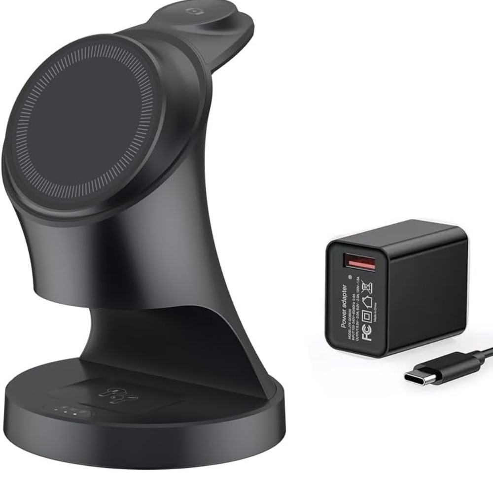 Wireless Charger,3 in 1 Magnetic Black Wireless Charging Stand with Adapter